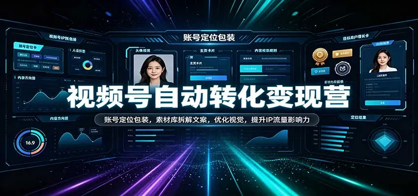 视频号自动转化变现营:账号定位包装,素材库拆解文案,优化视觉,提升IP流量影响力-Ai资源库