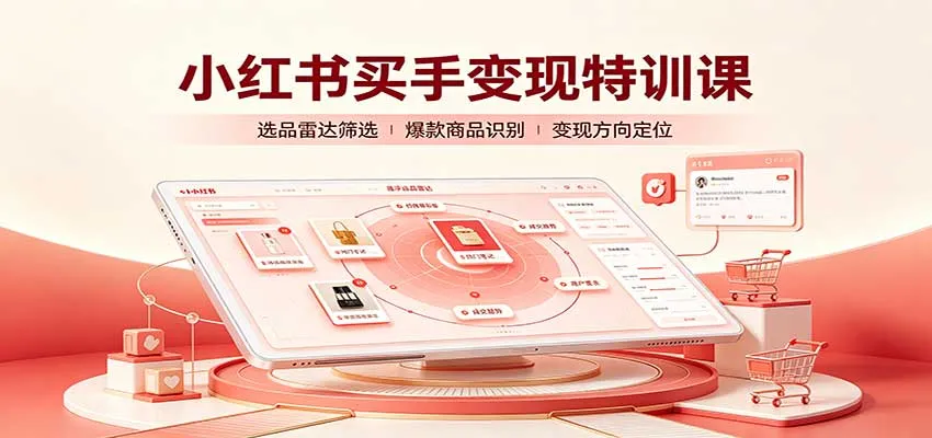 小红书买手变现特训课:账号定位养号起号,选品挂车,笔记标题封面全套教学-Ai资源库