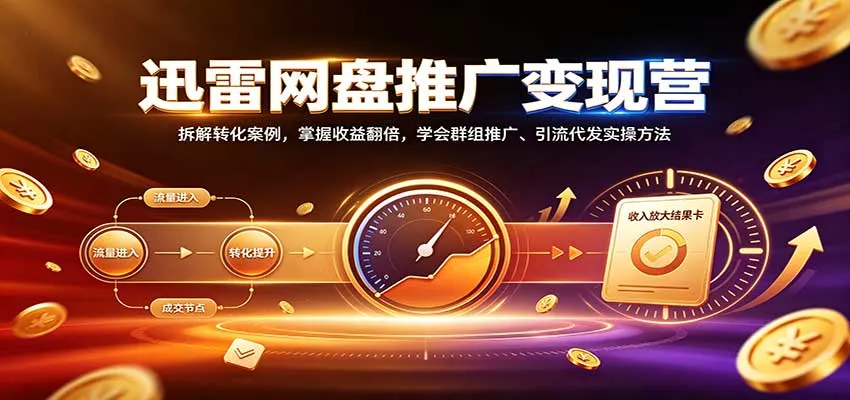 迅雷网盘推广变现营：拆解转化案例，掌握收益翻倍，学会群组推广、引流代发实操方法-Ai资源库