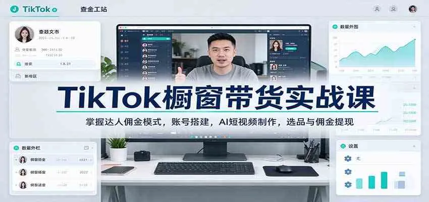 TikTok橱窗带货实战课:掌握达人佣金模式,账号搭建,AI短视频制作,选品与佣金提现 TikTok橱窗带货实战课:掌握达人佣金模式,账号搭建,AI短视频制作,选品与佣金提现