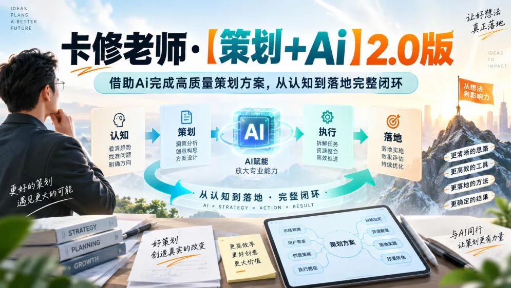 卡修老师·【策划+Ai】2.0版借助Ai完成高质量策划方案，从认知到落地完整闭环-Ai资源库