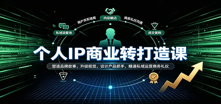 个人IP商业打造课:塑造品牌故事,升级视觉,设计产品抓手,精通私域运营商务礼仪-Ai资源库