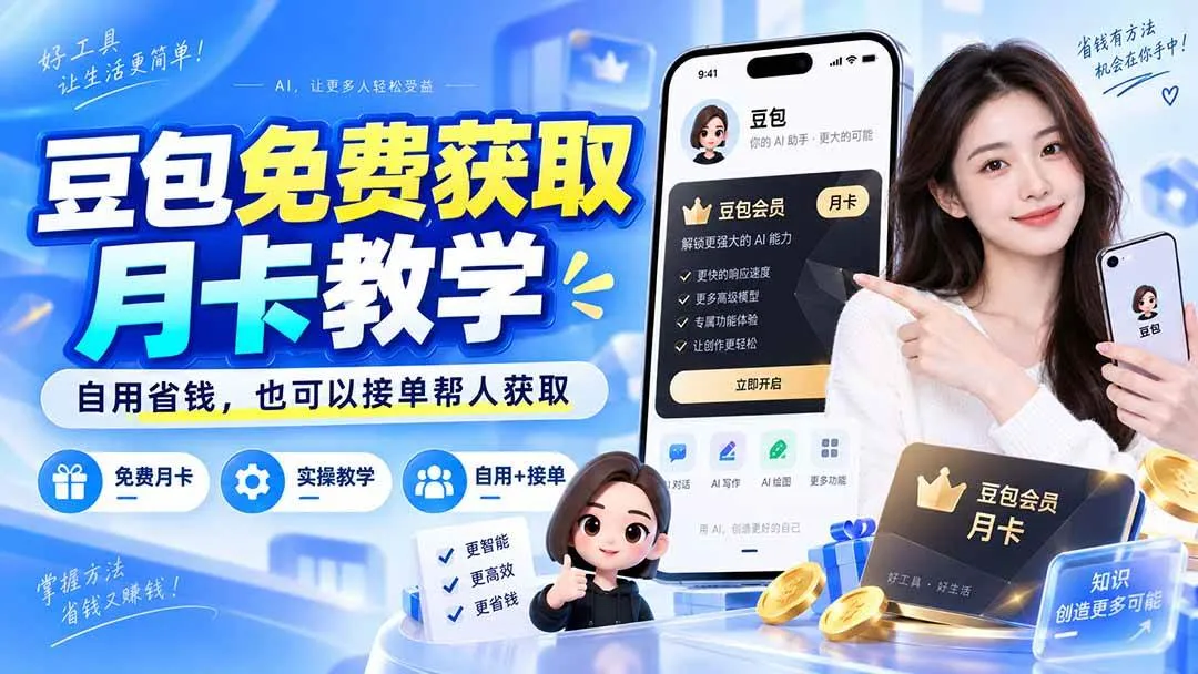 （20358期）豆包免费获取月卡教学，自用省钱，也可以接单帮人获取-Ai资源库