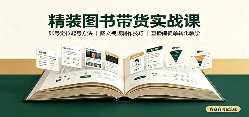 精装图书带货实战课:账号定位起号方法,图文视频制作,促单转化教学-Ai资源库
