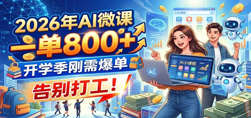 2026年AI微课,一单800+,开学季刚需爆单,告别打工!-Ai资源库