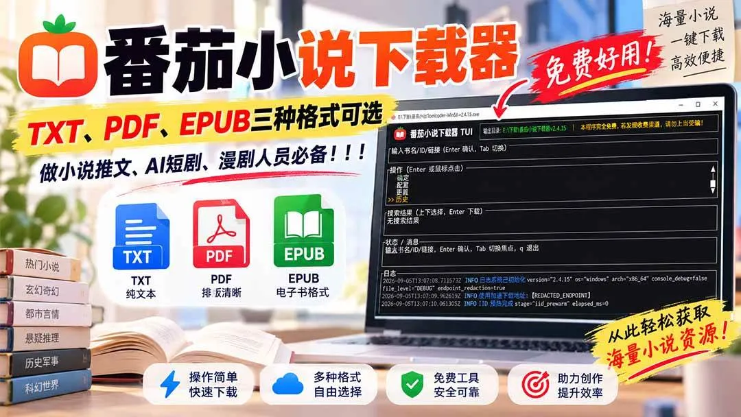 (20529期)番茄小说下载器,TXT、PDF、EPUB三种格式可选,做小说推文、AI短剧、漫剧人员必备!-Ai资源库