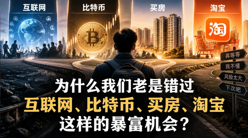 某社群付费文章：为什么我们老是错过互联网、比特币、买房、淘宝这样的暴富机会？-Ai资源库