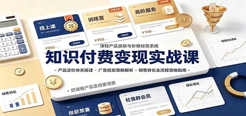 知识付费变现实战课：产品定价体系搭建，广告投放，销售转化全流程落地指南-Ai资源库