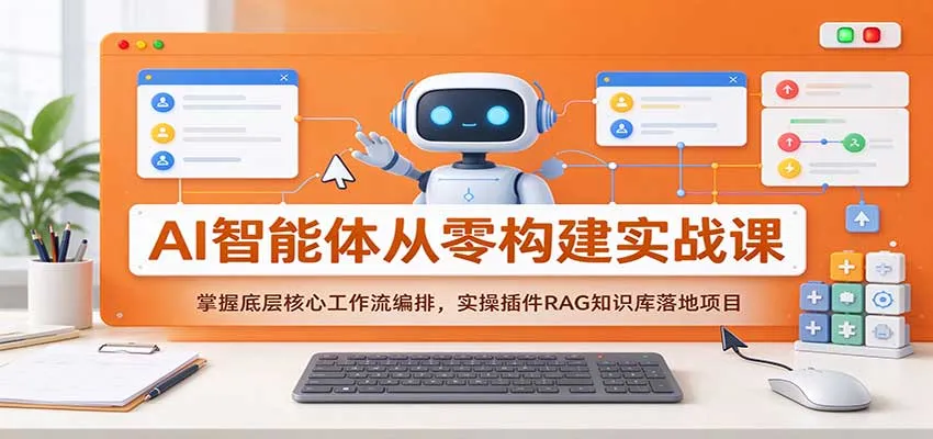 AI智能体从零构建实战课：掌握底层核心工作流编排，实操插件RAG知识库落地项目-Ai资源库