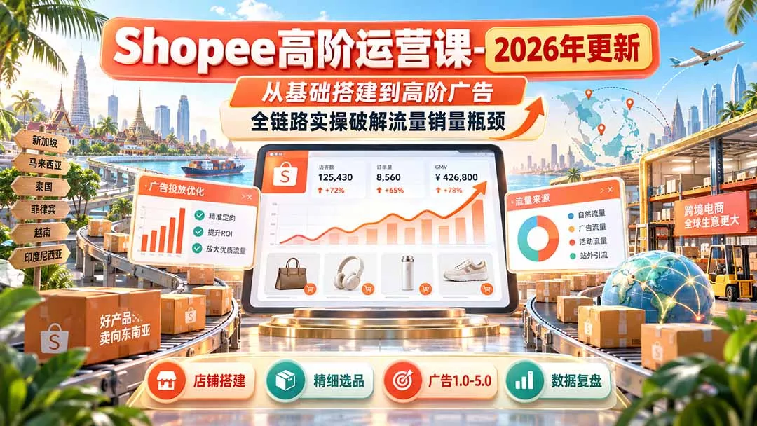 Shopee高阶运营课-更新9月，从基础搭建到高阶广告，全链路实操破解流量销量瓶颈-Ai资源库