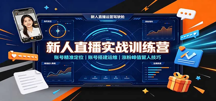 新人直播实战训练营：账号精准定位，账号搭建运维，涨粉峰值留人技巧-Ai资源库