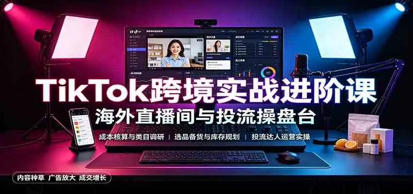 TikTok跨境实战进阶课:成本核算类目调研,选品备货,投流达人运营-Ai资源库