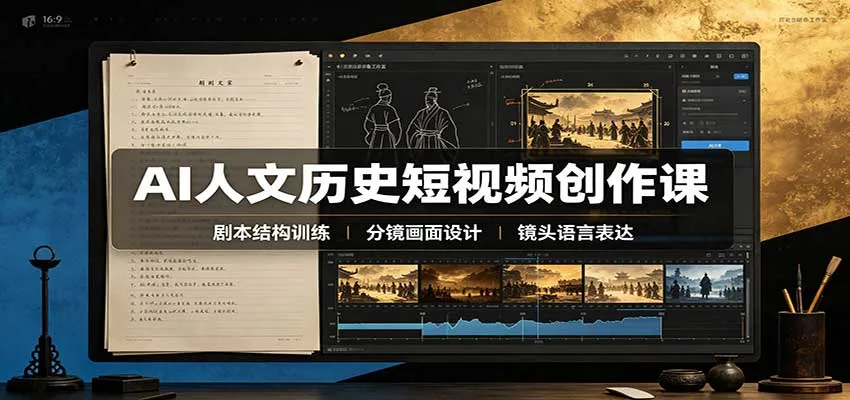 AI人文历史短视频创作课:赛道对标、剧本分镜制图,掌握视频完整产出流程-Ai资源库