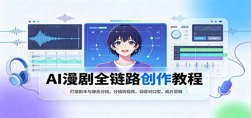 AI漫剧全链路创作教程：打磨剧本与静态分镜，分镜转视频，调音对口型，成片剪辑-Ai资源库