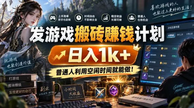 (20498期)游戏搬砖賺钱计划 ,日入千元,可批量矩阵操作适合新手小白!-Ai资源库
