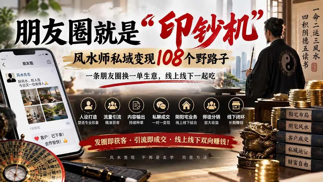 (20464期)朋友圈就是“印钞机”,风水师私域变现108个野路子,一条朋友圈换一单生意,线上线下一起吃【文档】-Ai资源库