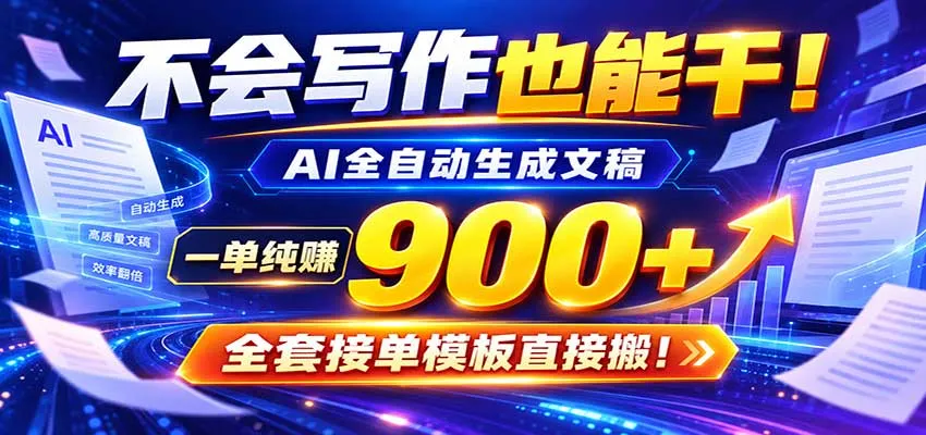 AI副业天花板：全自动出文，一单600+，免费接单群，小白当天上手收米-Ai资源库