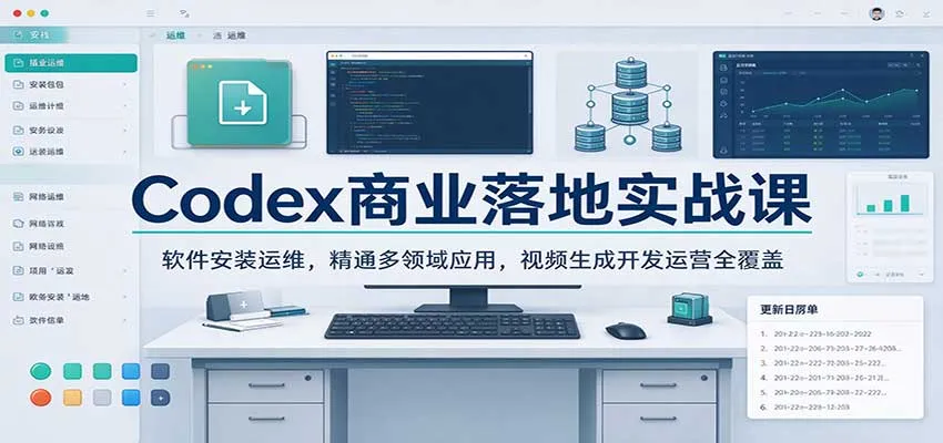 Codex商业落地实战课:软件安装运维,精通多领域应用,视频生成开发运营全覆盖 Codex商业落地实战课:软件安装运维,精通多领域应用,视频生成开发运营全覆盖