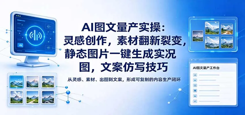 AI图文量产实操：灵感创作，素材翻新裂变，静态图片一键生成实况图，文案仿写技巧-Ai资源库