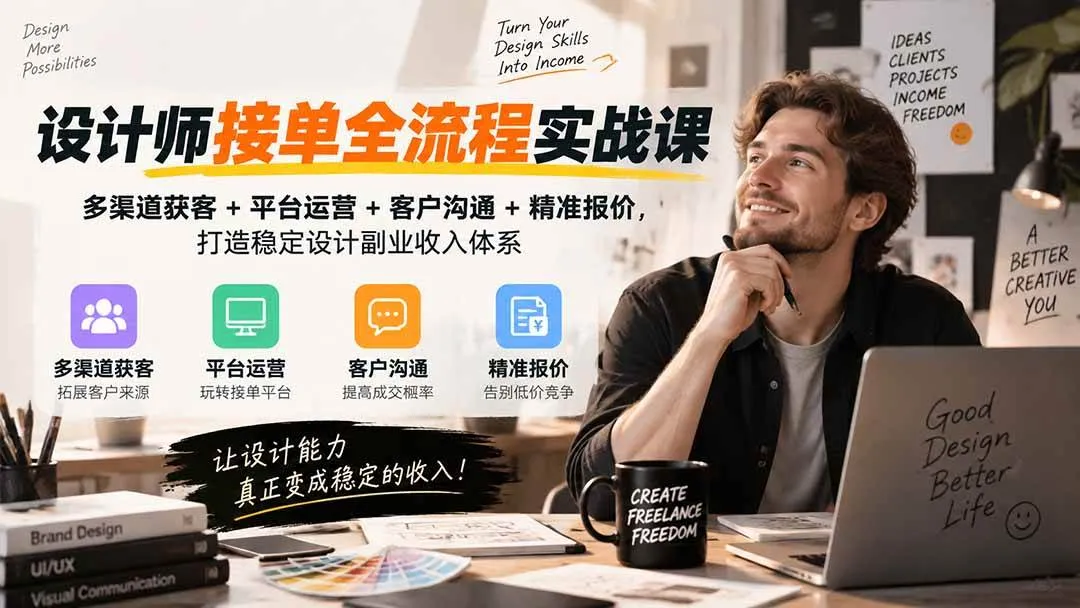 （20563期）设计师接单全流程实战课-无水印｜多渠道获客+平台运营+客户沟通+精准报价，打造稳定设计副业收入体系-Ai资源库
