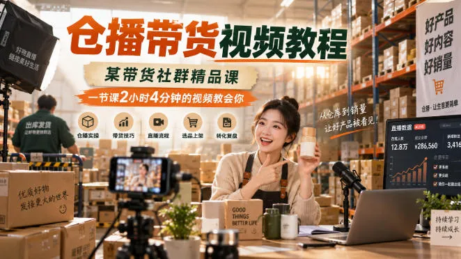 仓播带货视频教程,某带货社群精品课,一节课2小时4分钟的视频教会你-Ai资源库