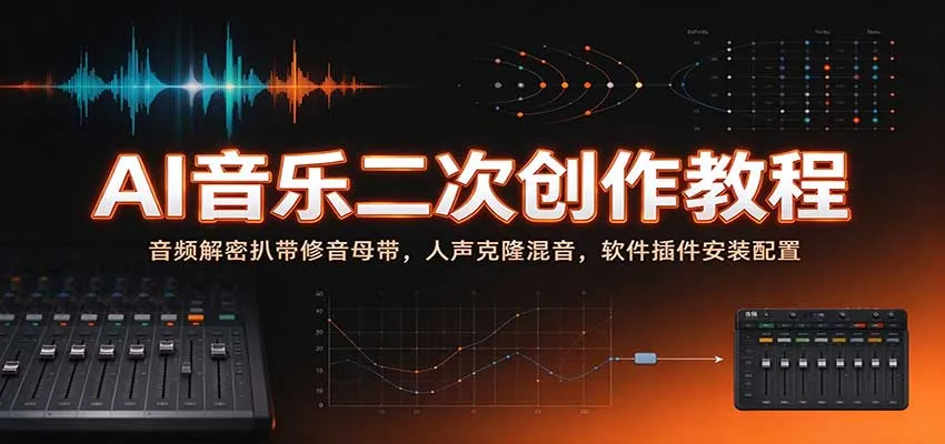 AI音乐二次创作教程：音频解密扒带修音母带，人声克隆混音，软件插件安装配置-Ai资源库