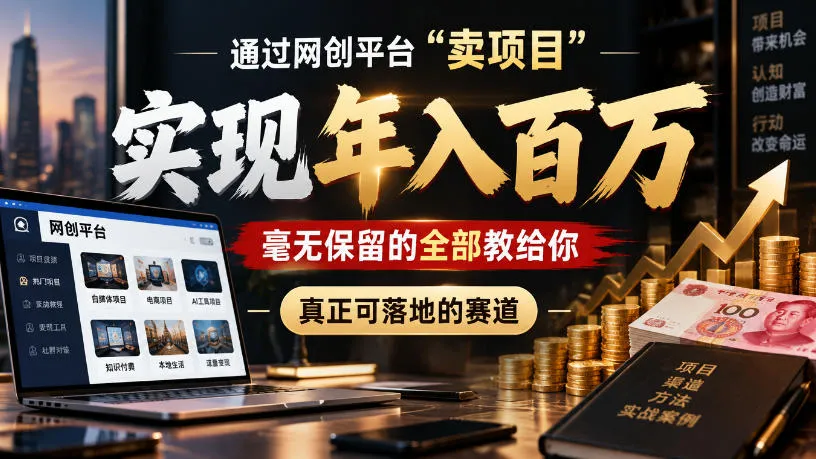 通过网创平台“卖项目”实现年入100w，毫无保留的全部教给你，真正可落地的赛道【揭秘】-Ai资源库