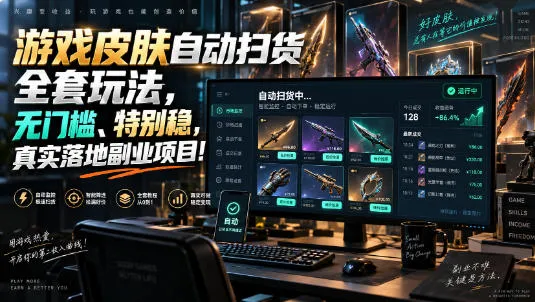 游戏皮肤自动扫货全套玩法,无门槛、特别稳,真实落地副业项目!【揭秘】 游戏皮肤自动扫货全套玩法,无门槛、特别稳,真实落地副业项目!【揭秘】