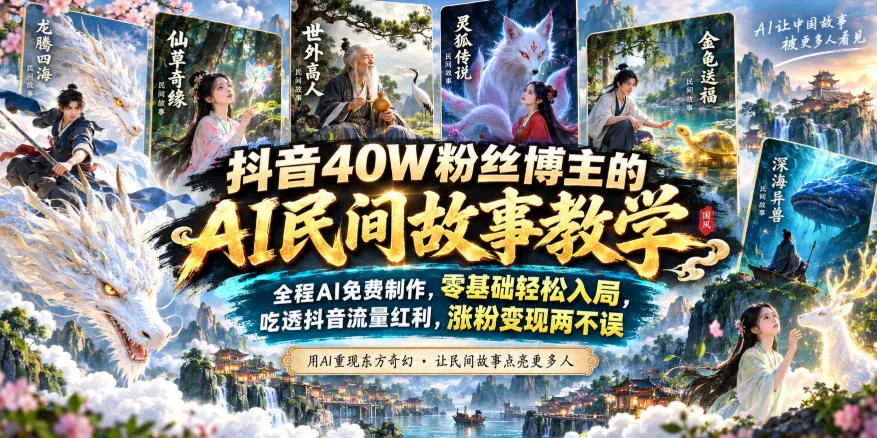 抖音40W粉丝博主的AI民间故事教学,全程AI免费制作,零基础轻松入局,吃透抖音流量红利,涨粉变现两不误-Ai资源库
