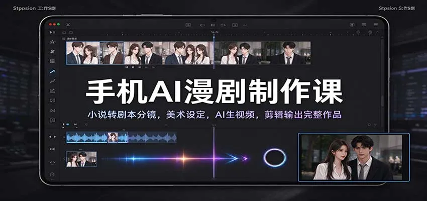 手机AI漫剧制作课：小说转剧本分镜，美术设定，AI生视频，剪辑输出完整作品-Ai资源库