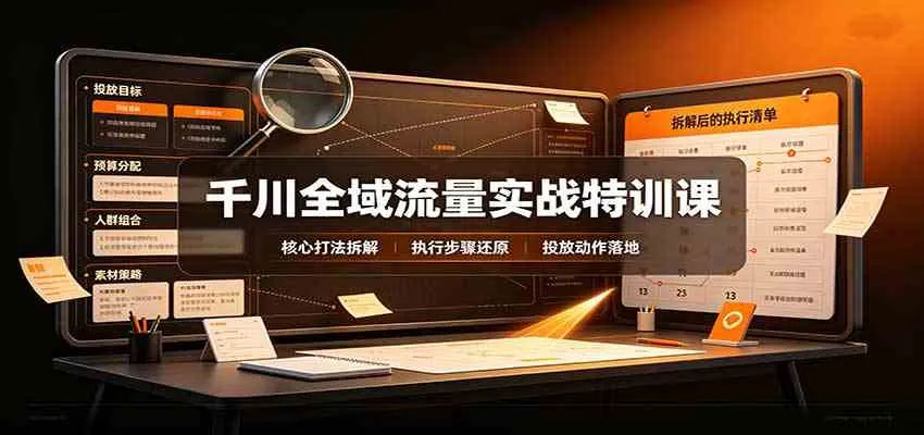 千川全域流量实战特训课:拆解全域投放实操核心打法-Ai资源库