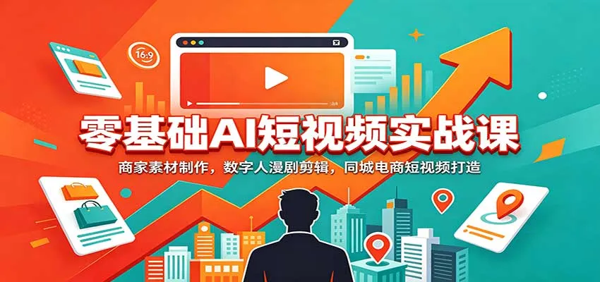 零基础AI短视频实战课：商家素材制作，数字人漫剧剪辑，同城电商短视频打造-Ai资源库
