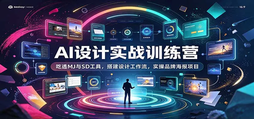 AI设计实战训练营：吃透MJ与SD工具，搭建设计工作流，实操品牌海报项目-Ai资源库