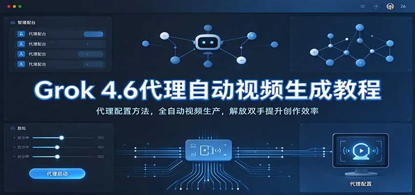 Grok 4.6代理自动视频生成教程:代理配置方法,全自动视频生产,解放双手提升创作效率 Grok 4.6代理自动视频生成教程:代理配置方法,全自动视频生产,解放双手提升创作效率