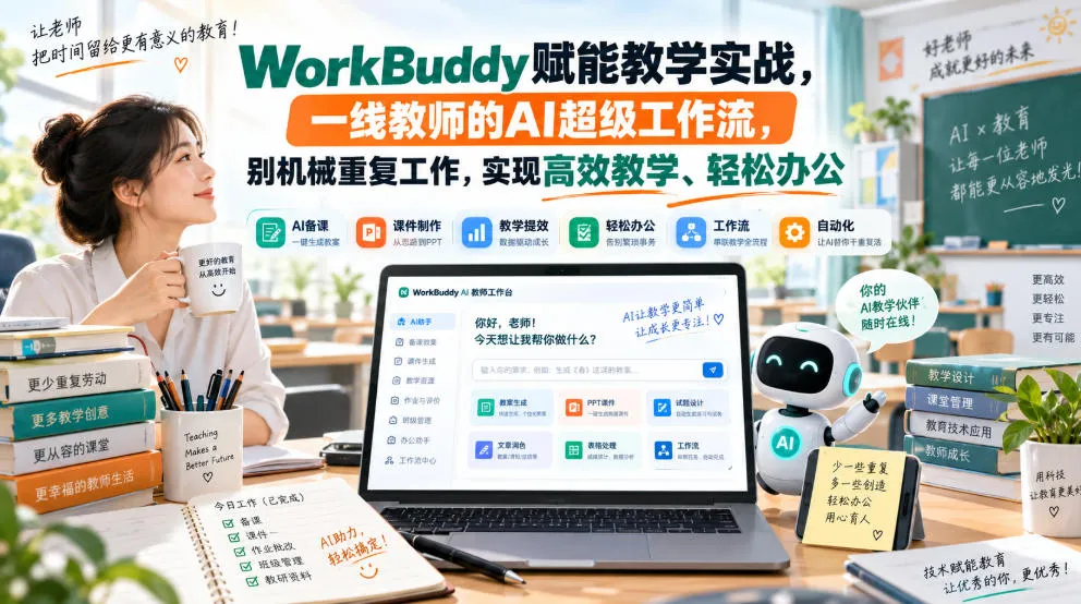 WorkBuddy赋能教学实战，一线教师的AI超级工作流，别机械重复工作，实现高效教学、轻松办公-Ai资源库