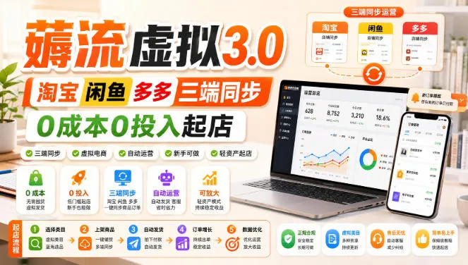 绅白不白·薅流虚拟3.0丨淘宝闲鱼多多三端同步丨0成本0投入起店(更新)-Ai资源库