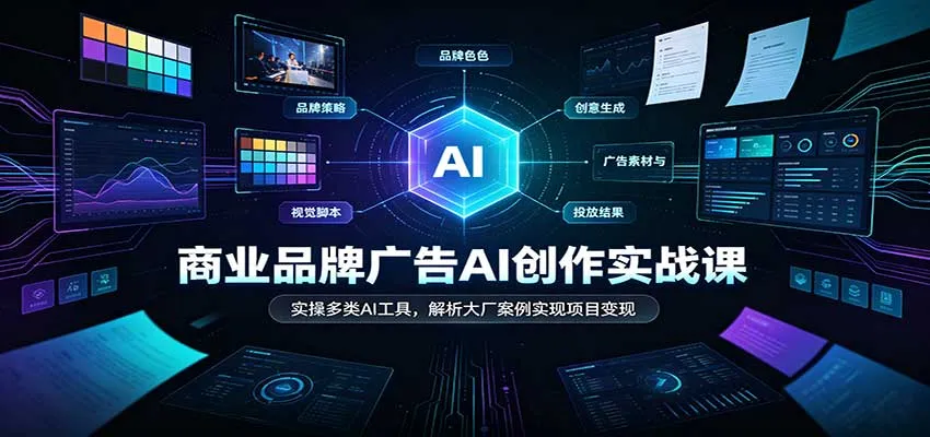 商业品牌广告AI创作实战课：实操多类AI工具，解析大厂案例实现项目变现-Ai资源库