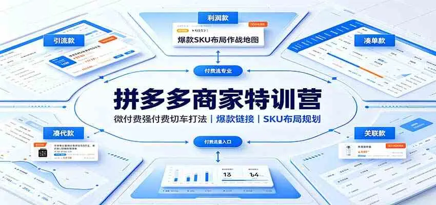 拼多多商家特训营:微付费强付费切车打法,爆款链接,SKU布局规划-Ai资源库