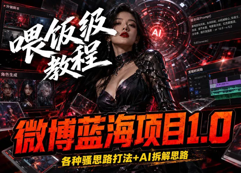 微博蓝海项目，各种Sao思路打法+AI引流思路，喂饭级教程-Ai资源库