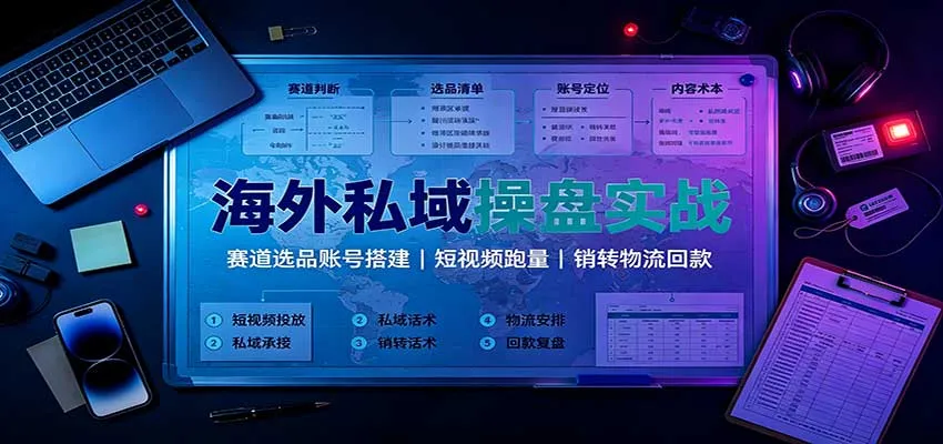 海外私域操盘实战：赛道选品账号搭建，短视频跑量，销转物流回款-Ai资源库