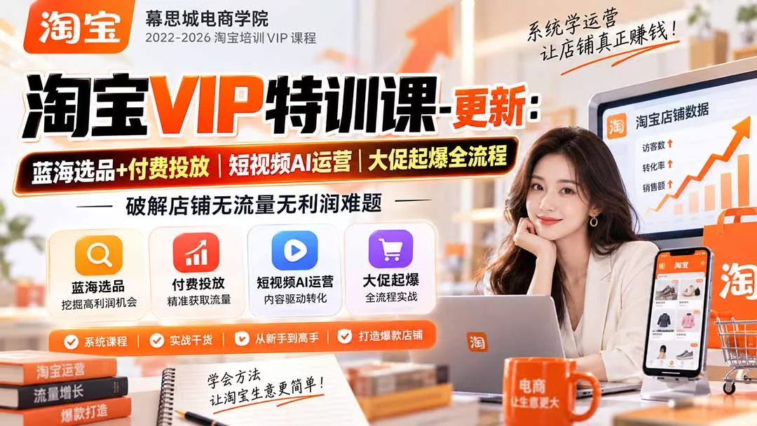 淘宝VIP特训课-更新0917：蓝海选品+付费投放｜短视频AI运营｜大促起爆全流程，破解店铺无流量无利润难题-Ai资源库