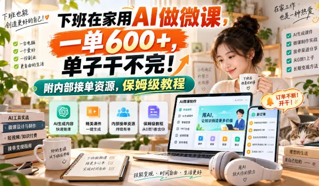 下班在家用AI做微课,一单600+,单子干不完!附内部接单资源,保姆级教程【揭秘】-Ai资源库