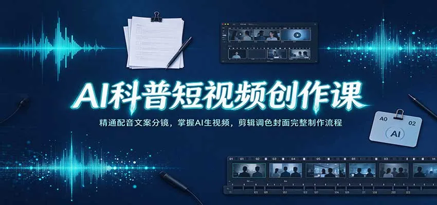 AI科普短视频创作课:精通配音文案分镜,掌握AI生视频,剪辑调色封面完整制作流程 AI科普短视频创作课:精通配音文案分镜,掌握AI生视频,剪辑调色封面完整制作流程