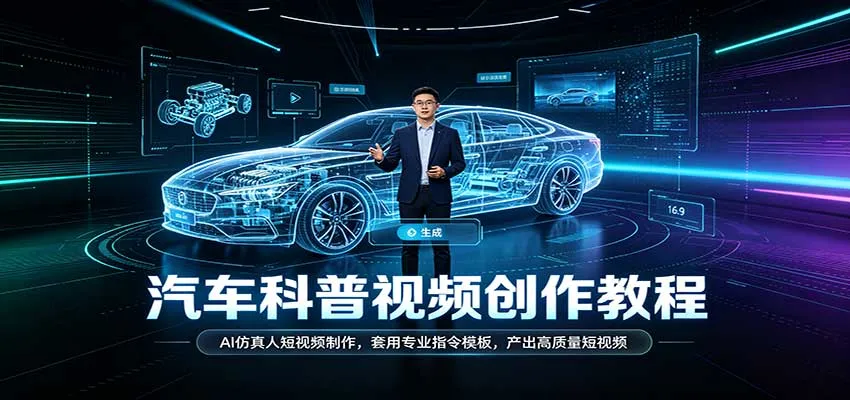 汽车科普视频创作教程:AI仿真人短视频制作,套用专业指令模板,产出高质量短视频-Ai资源库