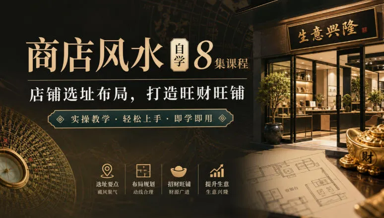 商店风水自学8集课程|店铺选址布局,打造旺财旺铺实操教学-Ai资源库