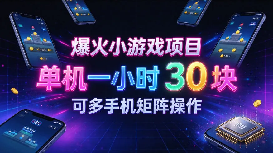 爆火小游戏撸金项目，实测单机一小时30+，可多手机矩阵操作，新手看完一遍就能上手【揭秘】-Ai资源库