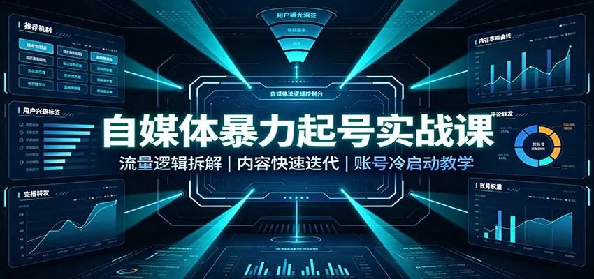 自媒体暴力起号实战课:流量逻辑拆解,内容快速迭代,账号冷启动教学-Ai资源库
