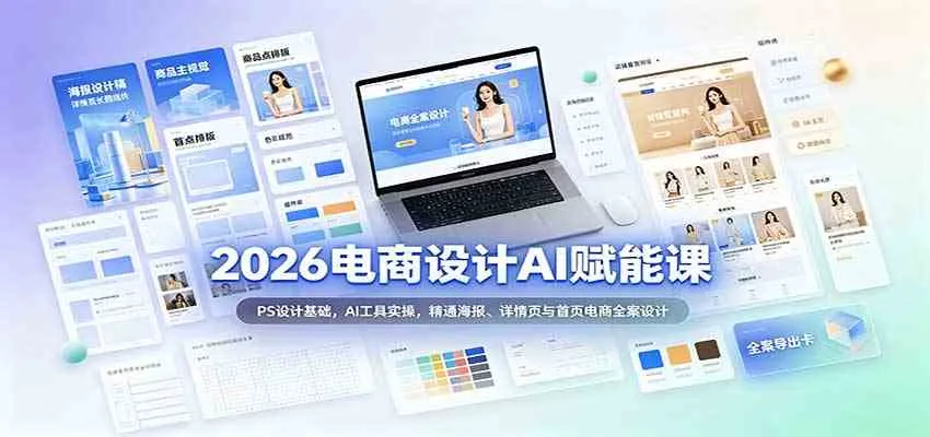 2026电商设计AI赋能课:PS设计基础,AI工具实操,精通海报、详情页与首页电商全案设计-Ai资源库