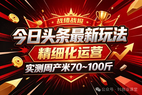 今日头条最新玩法，精细化运营，躺米，实测周产米 70~100 斤，兔米橡木，全新躺.zhuan模式-Ai资源库