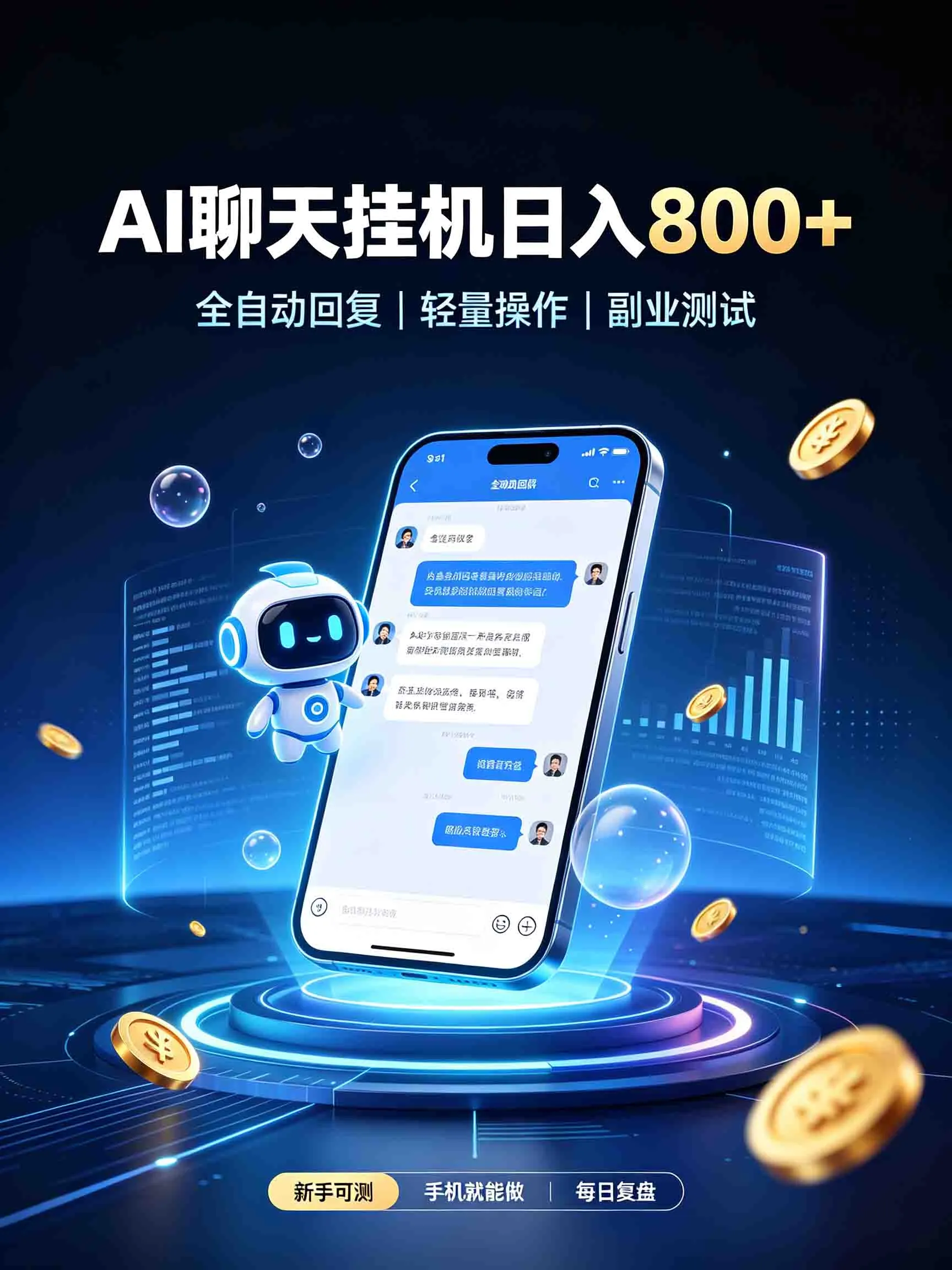 AI聊天挂机，日入800+，适用个人副业，工作室矩阵操作-Ai资源库